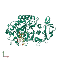 PDB entry 4w93 coloured by chain, front view.