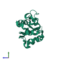 PDB entry 4w98 coloured by chain, side view.