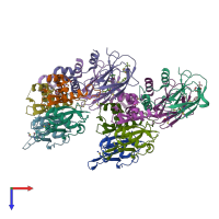 PDB entry 4w9f coloured by chain, top view.