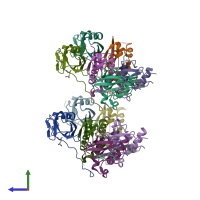 PDB entry 4w9i coloured by chain, side view.