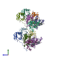 PDB entry 4w9j coloured by chain, side view.