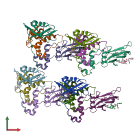 PDB entry 4w9k coloured by chain, front view.