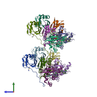 PDB entry 4w9k coloured by chain, side view.