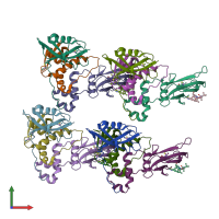 PDB entry 4w9l coloured by chain, front view.