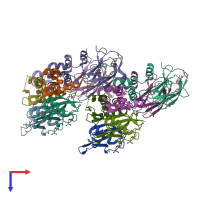 PDB entry 4w9l coloured by chain, top view.