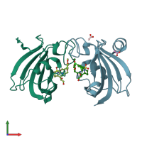PDB entry 4w9o coloured by chain, front view.