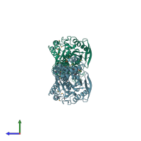 PDB entry 4w9r coloured by chain, side view.