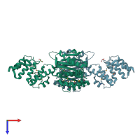 PDB entry 4w9r coloured by chain, top view.