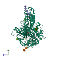 PDB entry 4w9y coloured by chain, side view.