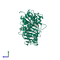 PDB entry 4wac coloured by chain, side view.