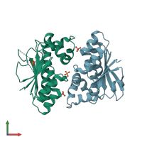 PDB entry 4wam coloured by chain, front view.