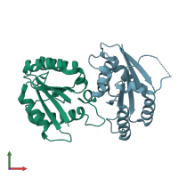 PDB entry 4wau coloured by chain, front view.