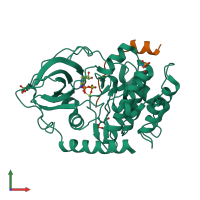 PDB entry 4wb5 coloured by chain, front view.