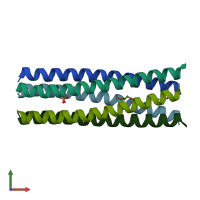 PDB entry 4wba coloured by chain, front view.