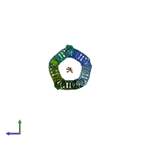 PDB entry 4wba coloured by chain, side view.
