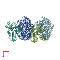 PDB entry 4wbo coloured by chain, top view.