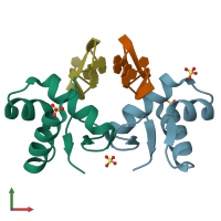 PDB entry 4wcg coloured by chain, front view.