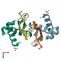 PDB entry 4wcg coloured by chain, top view.