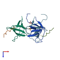 PDB entry 4wci coloured by chain, top view.