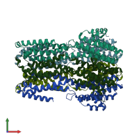 PDB entry 4wd8 coloured by chain, front view.