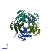 PDB entry 4wd8 coloured by chain, side view.