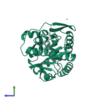 PDB entry 4wdq coloured by chain, side view.