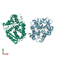 PDB entry 4wdr coloured by chain, front view.