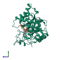 PDB entry 4wdt coloured by chain, side view.