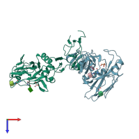 PDB entry 4we6 coloured by chain, top view.