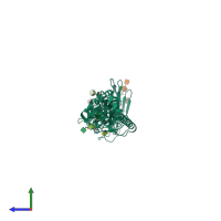 PDB entry 4we8 coloured by chain, side view.