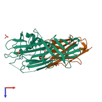 PDB entry 4wem coloured by chain, top view.