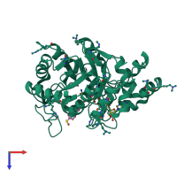 PDB entry 4wev coloured by chain, top view.