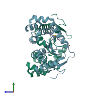 PDB entry 4wey coloured by chain, side view.