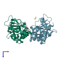 PDB entry 4wey coloured by chain, top view.