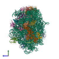 PDB entry 4wfb coloured by chain, side view.