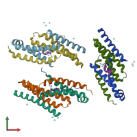 PDB entry 4wfd coloured by chain, front view.