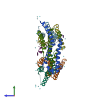 PDB entry 4wfd coloured by chain, side view.