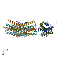 PDB entry 4wfd coloured by chain, top view.
