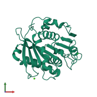 PDB entry 4wfj coloured by chain, front view.