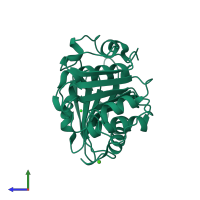 PDB entry 4wfj coloured by chain, side view.