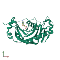 PDB entry 4wfr coloured by chain, front view.