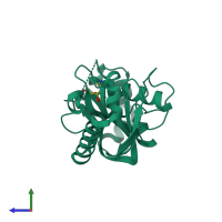 PDB entry 4wfr coloured by chain, side view.