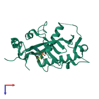 PDB entry 4wfr coloured by chain, top view.