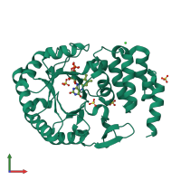 PDB entry 4wfs coloured by chain, front view.