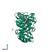 PDB entry 4wfs coloured by chain, side view.