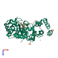 PDB entry 4wfs coloured by chain, top view.