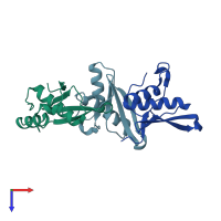 PDB entry 4wft coloured by chain, top view.