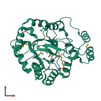 PDB 4wgh coloured by chain and viewed from the front.
