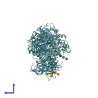 PDB entry 4wgk coloured by chain, side view.