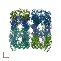 PDB entry 4wgl coloured by chain, front view.